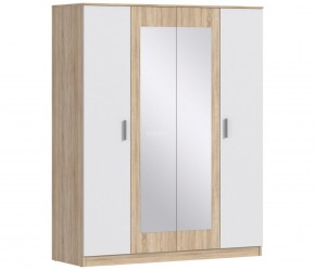 Шкаф 4х дверный с зеркалами Уют СБ-2750/1 (Дуб Сонома/Белый) в Лабытнанги - labytnangi.ok-mebel.com | фото