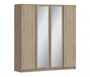 Шкаф 4х дверный с зеркалами Веста СБ-3082 (Дуб Сонома) в Лабытнанги - labytnangi.ok-mebel.com | фото