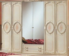 Шкаф 6-и дверный с зеркалами (01.146) Роза (беж) в Лабытнанги - labytnangi.ok-mebel.com | фото