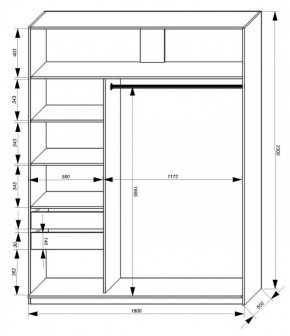 Шкаф-купе 1800 серии SOFT D1+D3+B2+PL1 (2 ящика+1штанга) профиль «Графит» в Лабытнанги - labytnangi.ok-mebel.com | фото 3