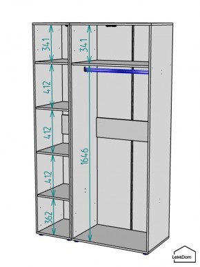 Шкаф Linnea MHR-3-1 2050х1200х510 (Графит-М 11.1.25) в Лабытнанги - labytnangi.ok-mebel.com | фото 3