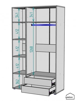 Шкаф Linnea MHR-3-2 2050х1200х510 (Графит-М 11.1.25) в Лабытнанги - labytnangi.ok-mebel.com | фото 3