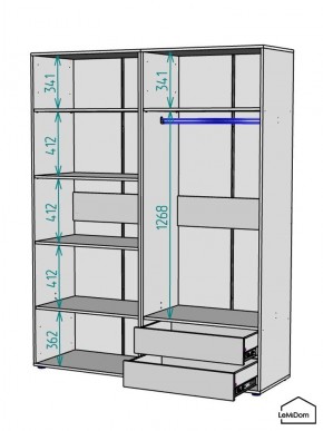 Шкаф Linnea MHR-4-2 2050х1600х510 (Графит-М 11.1.25) в Лабытнанги - labytnangi.ok-mebel.com | фото 3