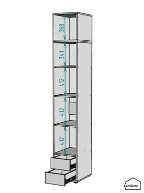 Шкаф с антресолью Linnea MHR-1A-4 2450х400х510 (Графит-М 11.1.25) в Лабытнанги - labytnangi.ok-mebel.com | фото 3