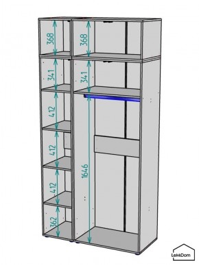 Шкаф с антресолью Linnea MHR-3A-1 2450х1200х510 (Графит-М 11.1.25) в Лабытнанги - labytnangi.ok-mebel.com | фото 3