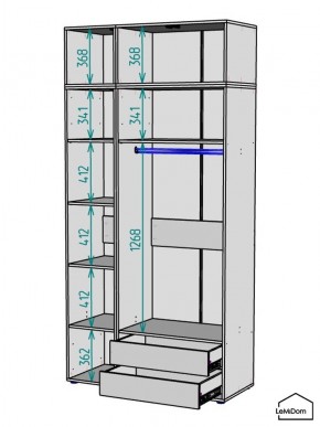 Шкаф с антресолью Linnea MHR-3A-2 2450х1200х510 (Графит-М 11.1.25) в Лабытнанги - labytnangi.ok-mebel.com | фото 3
