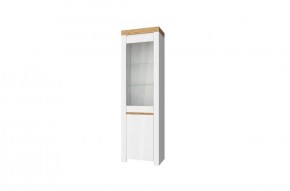 Шкаф с витриной  1V1D, TAURUS, цвет белый/дуб вотан в Лабытнанги - labytnangi.ok-mebel.com | фото 1