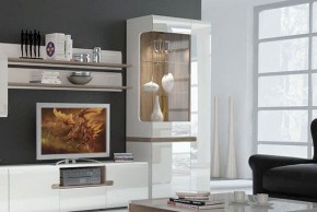 Шкаф с витриной 3D/TYP 01L, LINATE ,цвет белый/сонома трюфель в Лабытнанги - labytnangi.ok-mebel.com | фото 6