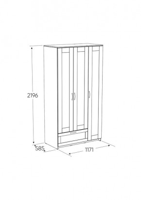 Шкаф СИРИУС трехдверный с одним выдвижным ящиком, цвет Белый в Лабытнанги - labytnangi.ok-mebel.com | фото 2