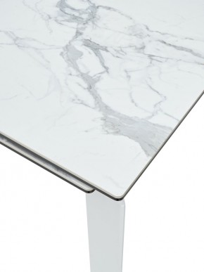 Стол CORNER 120 HIGH GLOSS STATUARIO керамика, стекло/ белый каркас, ®DISAUR в Лабытнанги - labytnangi.ok-mebel.com | фото 2