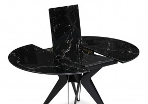 Стол стеклянный Рикла 110(150)х110х76 черный мрамор / черный в Лабытнанги - labytnangi.ok-mebel.com | фото 4