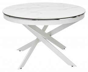 Стол TRENTO 120 HIGH GLOSS STATUARIO Белый мрамор глянцевый, керамика/ белый каркас, ®DISAUR в Лабытнанги - labytnangi.ok-mebel.com | фото 2