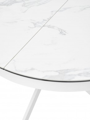 Стол TRENTO 120 HIGH GLOSS STATUARIO Белый мрамор глянцевый, керамика/ белый каркас, ®DISAUR в Лабытнанги - labytnangi.ok-mebel.com | фото 4