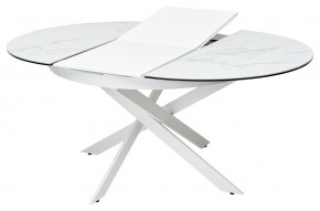 Стол TRENTO 120 HIGH GLOSS STATUARIO Белый мрамор глянцевый, керамика/ белый каркас, ®DISAUR в Лабытнанги - labytnangi.ok-mebel.com | фото 5