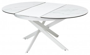 Стол TRENTO 120 HIGH GLOSS STATUARIO Белый мрамор глянцевый, керамика/ белый каркас, ®DISAUR в Лабытнанги - labytnangi.ok-mebel.com | фото 6