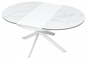 Стол TRENTO 120 HIGH GLOSS STATUARIO Белый мрамор глянцевый, керамика/ белый каркас, ®DISAUR в Лабытнанги - labytnangi.ok-mebel.com | фото 8