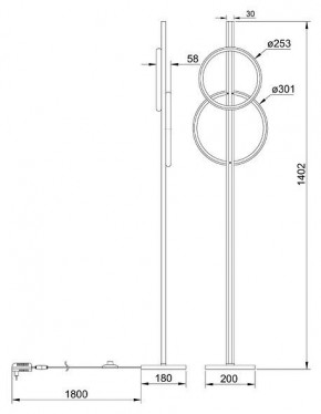 Торшер Arte Lamp Fluido A3913PN-24BK в Лабытнанги - labytnangi.ok-mebel.com | фото 2