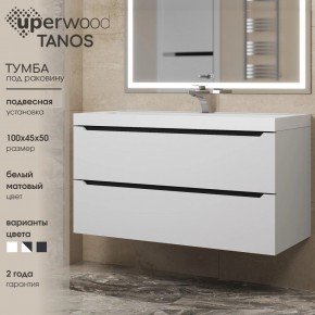 Тумба под раковину Uperwood Tanos 100 см, подвесная, белая/графит в Лабытнанги - labytnangi.ok-mebel.com | фото 3