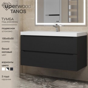 Тумба под раковину Uperwood Tanos 100 см, подвесная, черная матовая в Лабытнанги - labytnangi.ok-mebel.com | фото 3