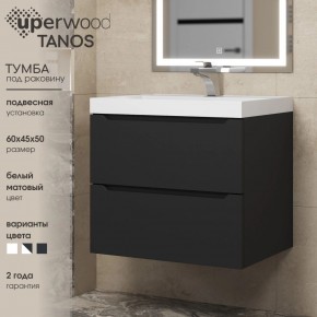Тумба под раковину Uperwood Tanos 60 см, подвесная, черная матовая в Лабытнанги - labytnangi.ok-mebel.com | фото 3