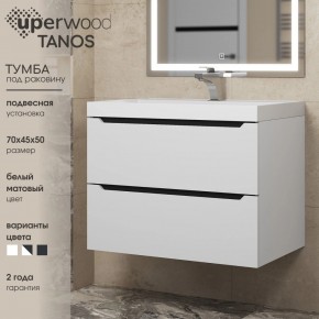 Тумба под раковину Uperwood Tanos 70 см, подвесная, белая/графит в Лабытнанги - labytnangi.ok-mebel.com | фото 3