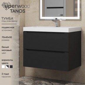 Тумба под раковину Uperwood Tanos 70 см, подвесная, черная матовая в Лабытнанги - labytnangi.ok-mebel.com | фото 3