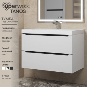 Тумба под раковину Uperwood Tanos 80 см, подвесная, белая/графит в Лабытнанги - labytnangi.ok-mebel.com | фото 3