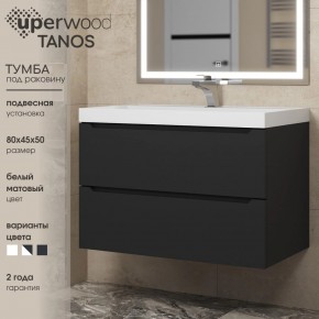 Тумба под раковину Uperwood Tanos 80 см, подвесная, черная матовая в Лабытнанги - labytnangi.ok-mebel.com | фото 3