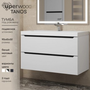Тумба под раковину Uperwood Tanos 90 см, подвесная, белая/графит в Лабытнанги - labytnangi.ok-mebel.com | фото 3