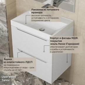 Тумба с раковиной Uperwood Tanos 50 см, подвесная, белая матовая в Лабытнанги - labytnangi.ok-mebel.com | фото 6