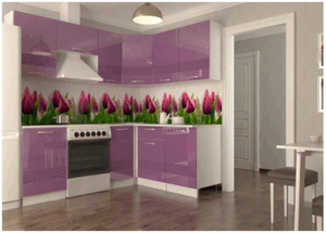Кухонный гарнитур угловой Волна 2100 (фиолетовый металлик) в Лабытнанги - labytnangi.ok-mebel.com | фото 1